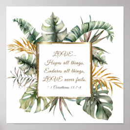 Poster 1 Corinthians 13:7-8 Amor Nunca Falha Tropical