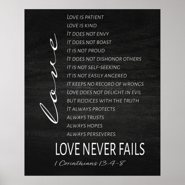 Poster 1 Corinthians 13 Amor é Bíblia Verso (Frente)