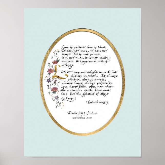 Pôster 1 Corinthians 13, Love Chapter Christian Scripture (Frente)