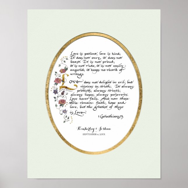 Pôster 1 Corinthians 13, Love Chapter Christian Scripture (Frente)