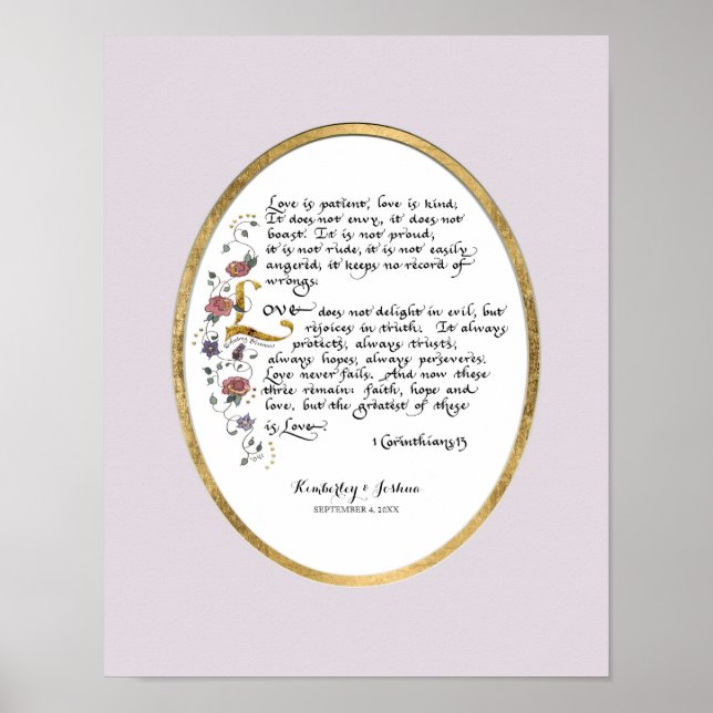 Pôster 1 Corinthians 13, Love Chapter Christian Scripture (Frente)