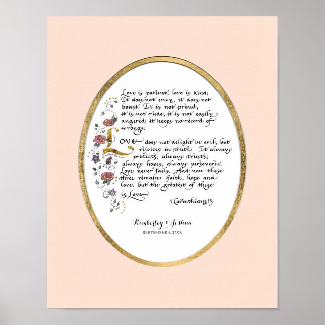 Pôster 1 Corinthians 13, Love Chapter Christian Scripture (Frente)
