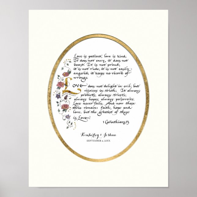 Pôster 1 Corinthians 13, Love Chapter Christian Scripture (Frente)