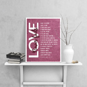 Poster 1 Corintianos 13:4-8 Verso de Bíblia, Borgonha de 