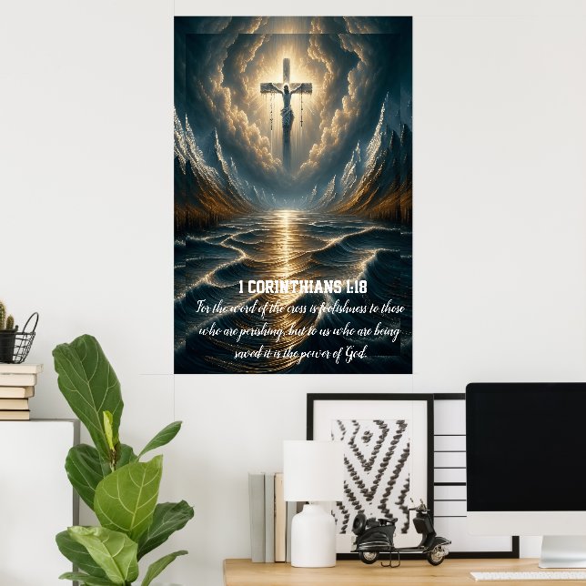 Poster 1 Corintianos 1:18 insensatez para aqueles que são (Escritório em casa)