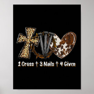 Poster 1 Cruz 3 Pregos Perdoados Presente Cristão de Pásc