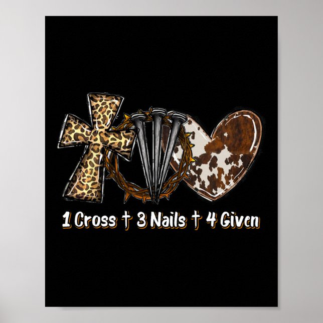Poster 1 Cruz 3 Pregos Perdoados Presente Cristão de Pásc (Frente)