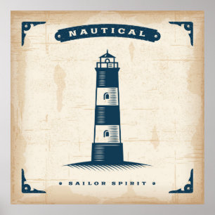 Poster 1 do farol do vintage