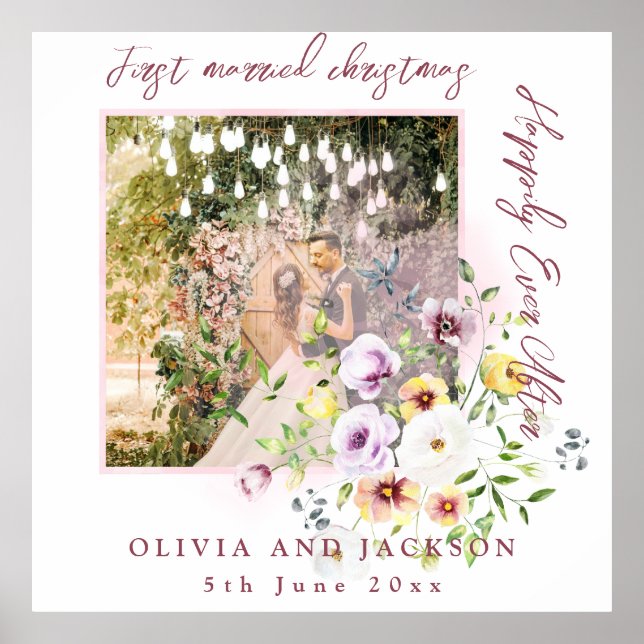 Poster 1 Foto Newlyweds 1 rua Casada Texto Rosa De Natal (Frente)