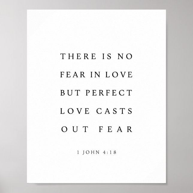 Poster 1 John 4:18 Perfect love casts out fear (Frente)