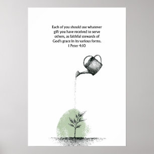 Poster 1 Pedro 4:10 Versículo Bíblico Arte de Parede Fé C