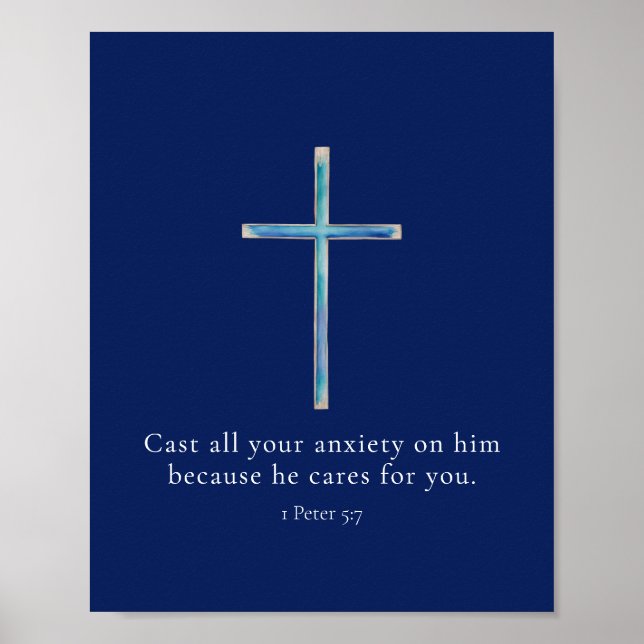 Poster 1 Pedro 5:7 Cruz Minimalista (Frente)