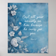 1 Pedro 5:7 “Lancem Toda a Sua Ansiedade” Azul Flo
