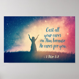 Poster 1 Peter 5:7 Cuide de suas preocupações com ele, Es
