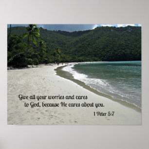 Pôster 1 Peter 5:7 Deem todas as suas preocupações e preo