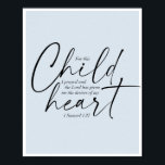 Poster 1 Samuel 1:27 Fontes duplas Fundo azul<br><div class="desc">Para esta Criança, Rezei e o Senhor me deu os desejos do meu coração. -1 Samuel 1:27 Fontes duplas Fundo azul</div>