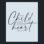 Poster 1 Samuel 1:27 Fontes duplas Fundo azul<br><div class="desc">Para esta Criança, Rezei e o Senhor me deu os desejos do meu coração. -1 Samuel 1:27 Fontes duplas Fundo azul</div>