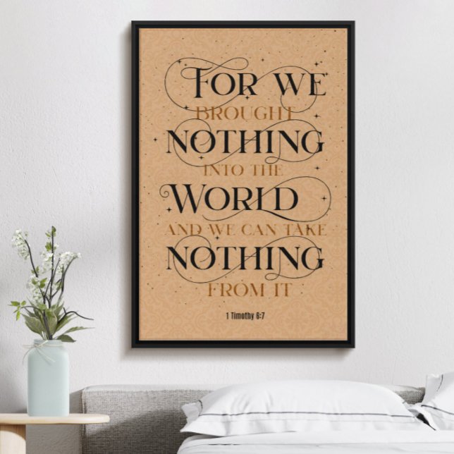 Poster 1 timothy 6:7, inspirador verso bíblia cristão (Criador carregado)