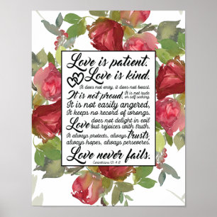 Poster 1Corinthians 13:4-8 O amor é o amor do paciente é