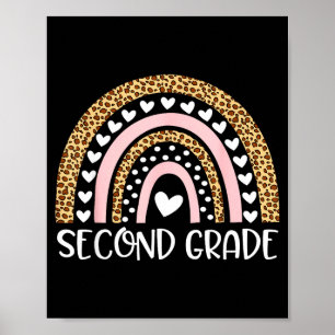 Poster 2º ano boho arco-íris leopardo volta às aulas
