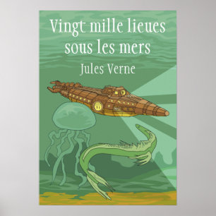 Pôster 20000 mers sous dos les dos lieues - Jules Verne