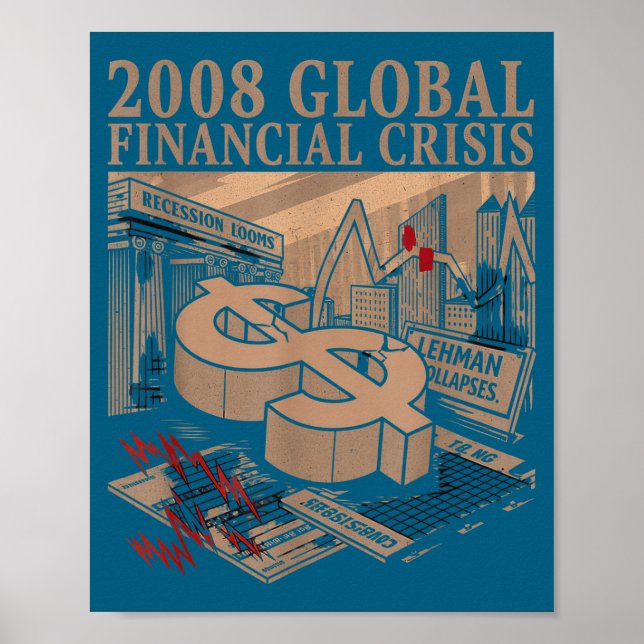 Poster 2008 Global Financial Crisis Men Women Economic Hu (Frente)
