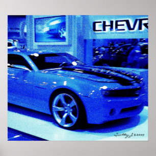 Poster "© 2009 S.J. de Camaro azul"