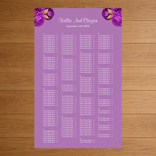 Poster 200 Red And Gold Floral Wedding Seating Chart (Criador carregado)