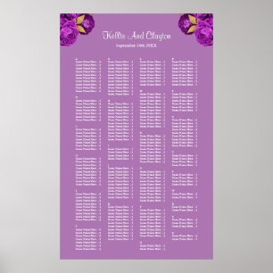 Poster 200 Red And Gold Floral Wedding Seating Chart