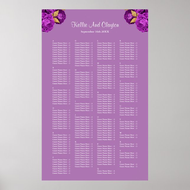 Poster 200 Red And Gold Floral Wedding Seating Chart (Frente)