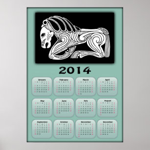 Pôster 2014 Ano do calendário dos cavalos com cavalo cítr