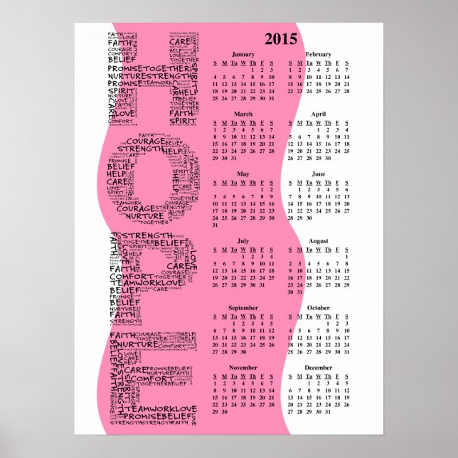 Poster 2015: Calendário anual do Muro de Esperança (Frente)