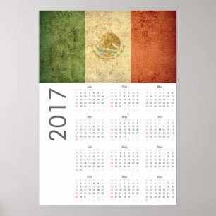 Poster 2017 do calendário da bandeira de México 