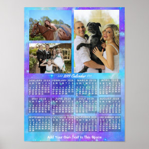 Poster 2019 Year Monthly Calendar Boho Watercolor 3 Photo
