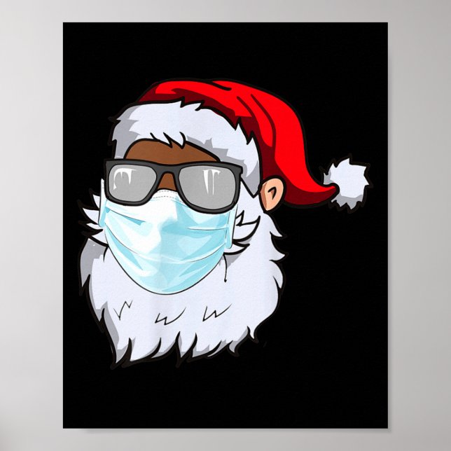 Poster 2020 Papai Noel Com Máscara Facial Preto Afro-Amer (Frente)