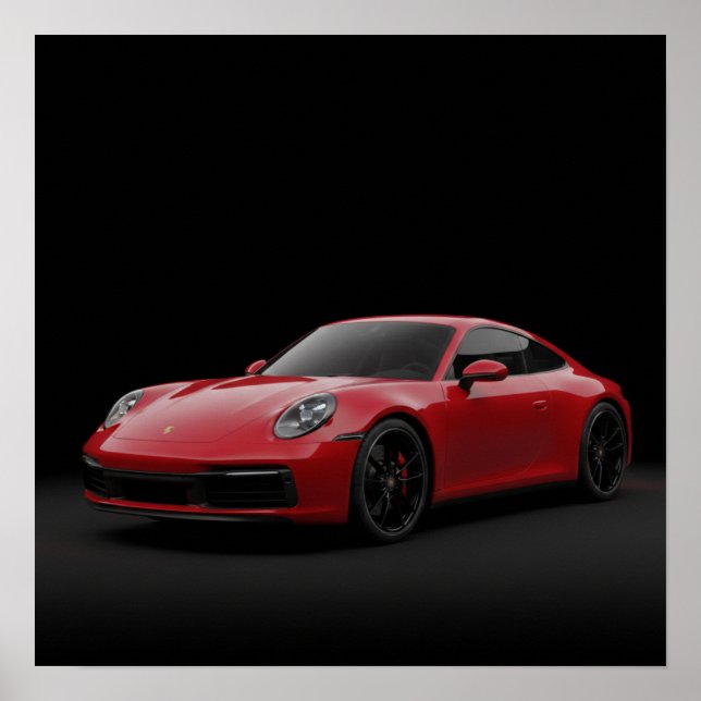 Poster 2023 Red Porsche 911 (Frente)