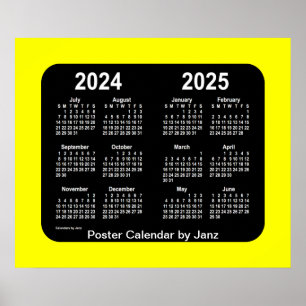 Poster 2024-2025 calendário de néon amarelo da escola p