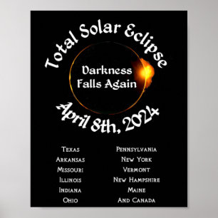 Poster 2024 Escuridão Eclipse Total Cai Novamente