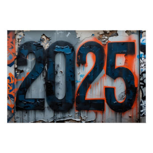 Pôster 2025 Arte Urbana de Grafite - Textura Grunge