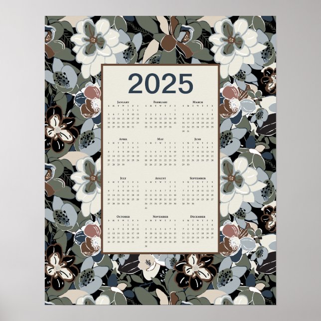 Poster 2025 Magnolia Calendário Floral (Frente)