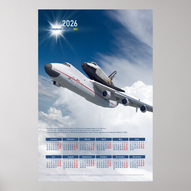 Poster 2026 Antonov An-225 Mriya Engineering Calendar (Frente)