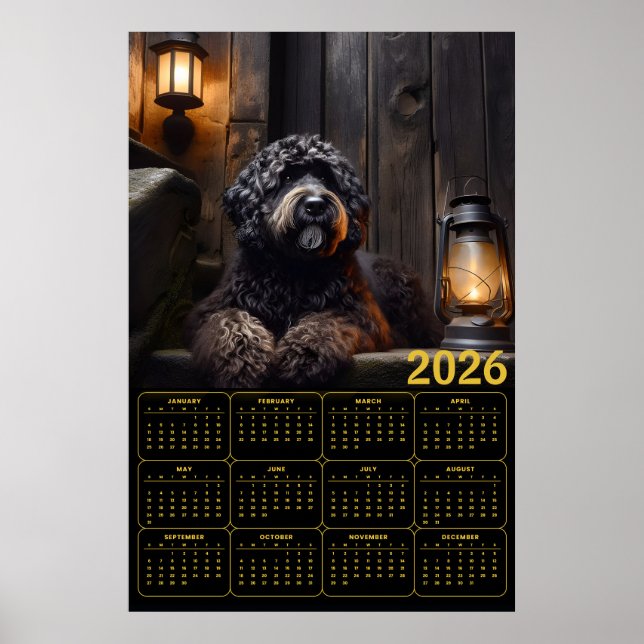 Poster 2026 Black Goldendoodle Calendar (Frente)