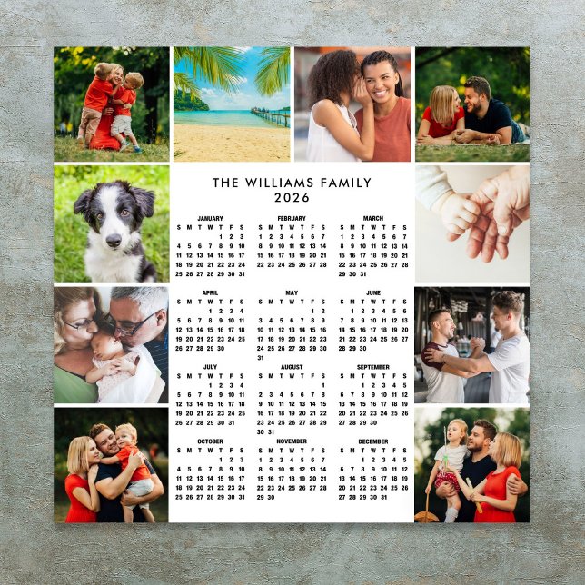 Poster 2026 Calendar 10 Photo Collage Family (2026 Calendar 10 Photo Collage Family Poster)