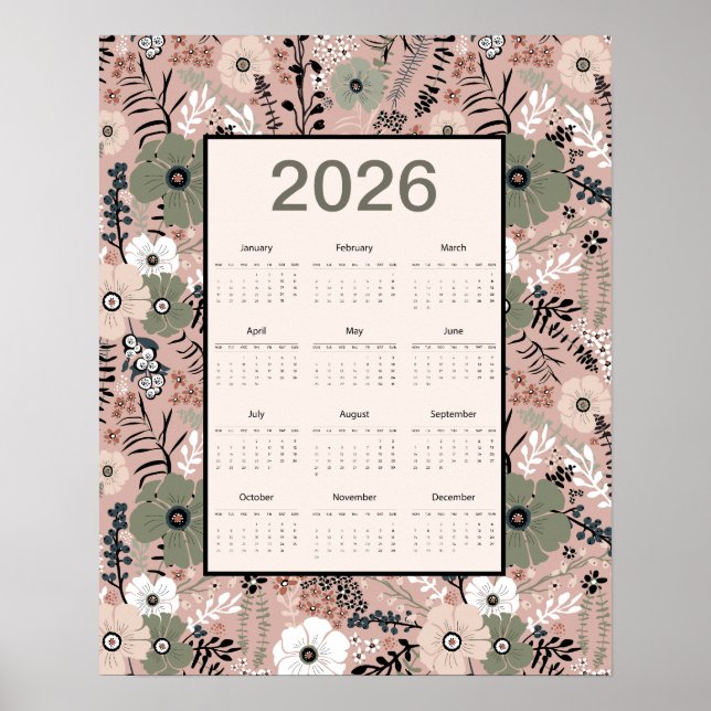 Poster 2026 Calendar Floral Pattern   (Frente)