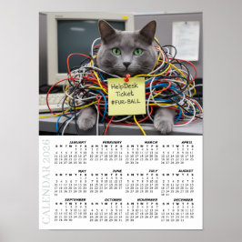 Poster 2026 Calendar, Help Desk, IT - Office Fun Cats