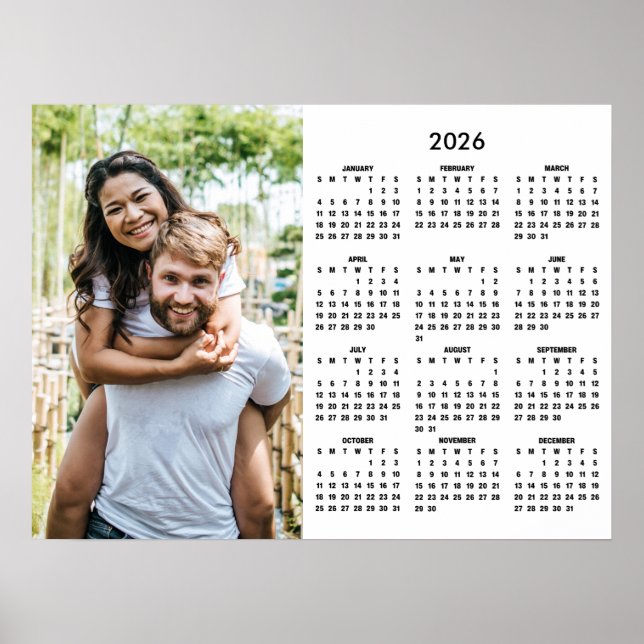 Poster 2026 Calendar Modern Simple Photo (Frente)