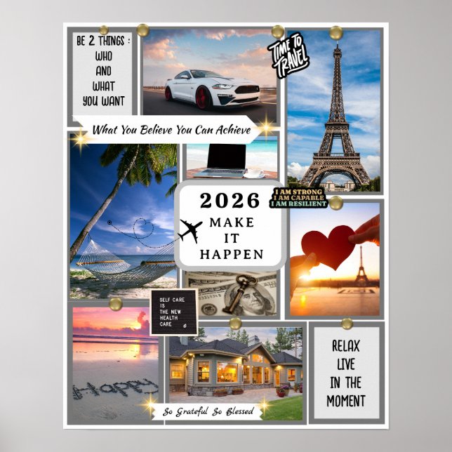 Poster 2026 Custom Law of Attraction Vision Board Goal  (Frente)