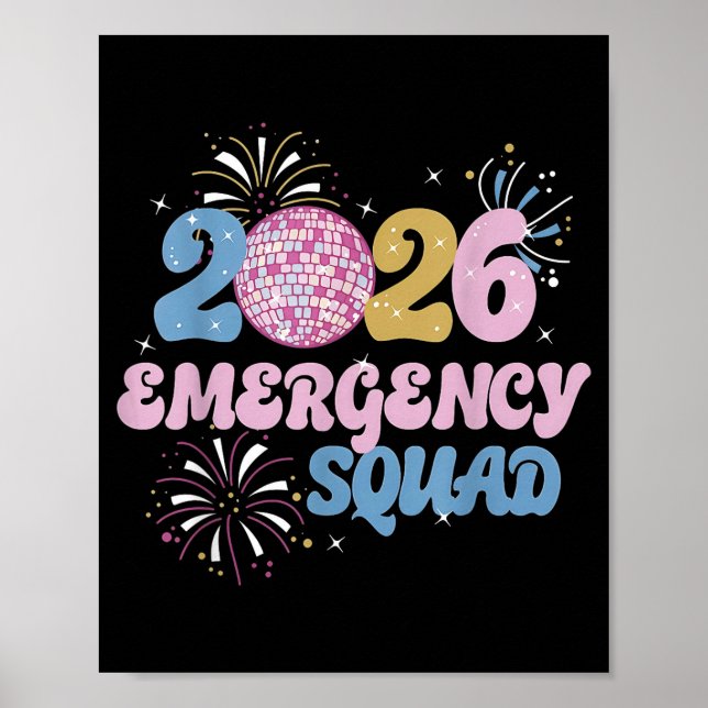 Poster 2026 Emergency Squad Er Nurse Happy New Year Disco (Frente)