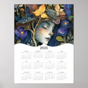 Poster 2026 Fantasy Nature Woman Cheio Wall Calendar