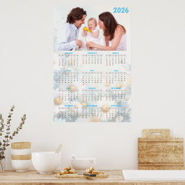 Poster 2026 Floral Calendar with Family Photo